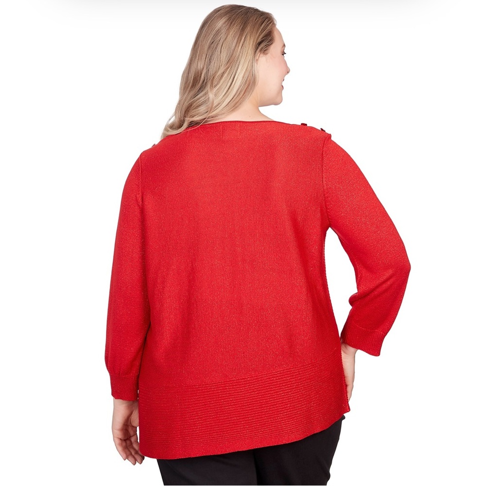 Ruby Rd. Red Crew Neck Sweater - Picture 2 of 3